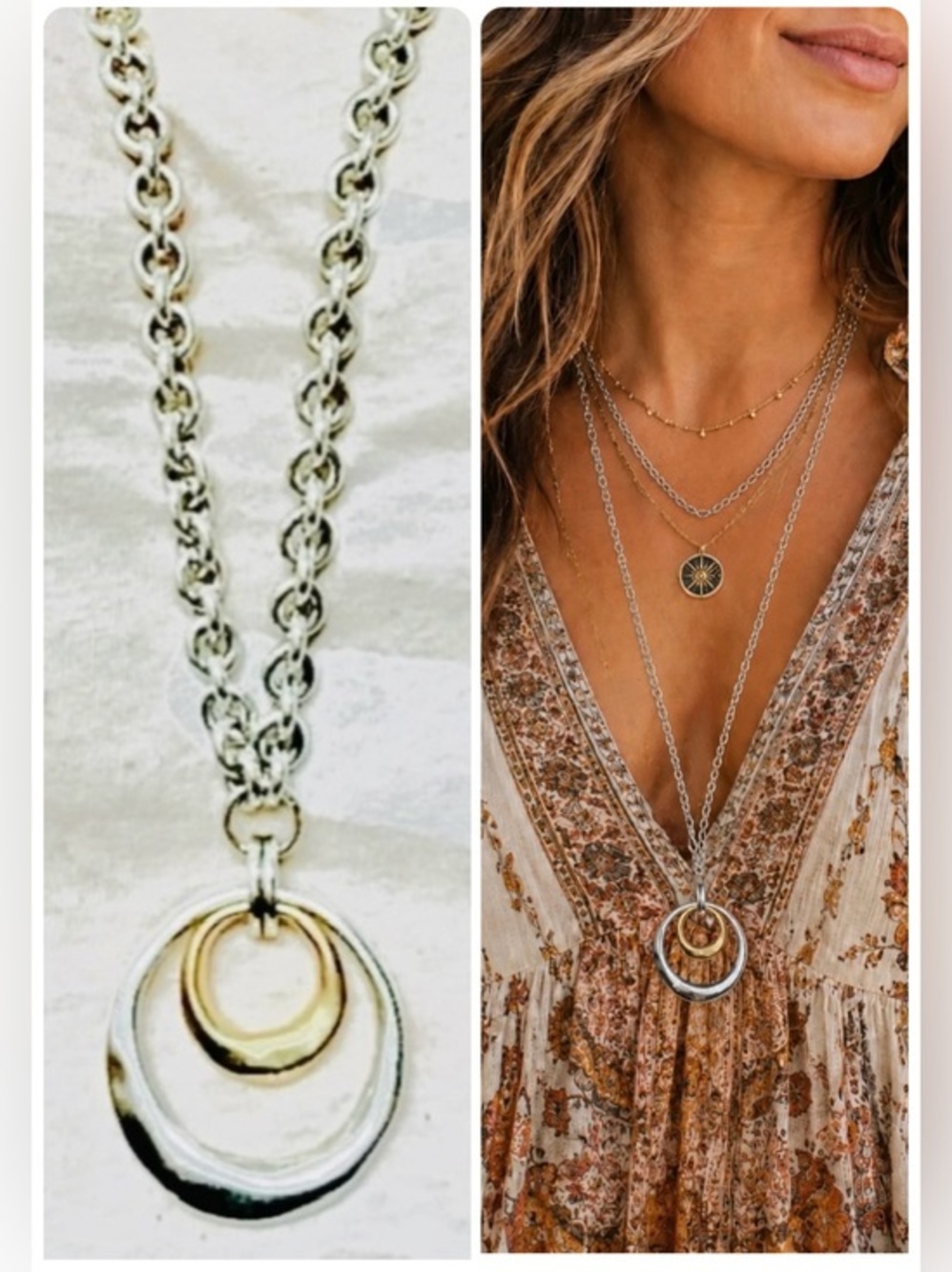 SAMKAS STATEMENT NECKLACE BRIANNE GOLD & SILVER PLATED Retail $159